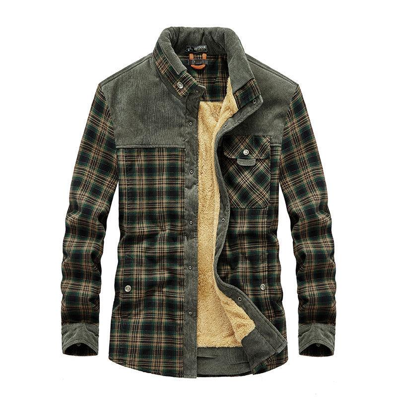 Fleecegefüttertes Overshirt – Warm – Karomuster – Fleecegefütterte Jacke – Herrenjacke-Chaps Herrenmode