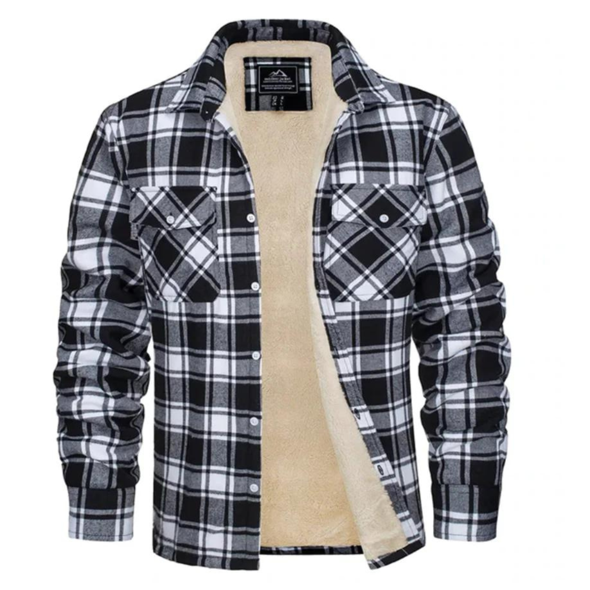 Fleecehemd - Karierte Button-up-Jacke für Männer-Schwarz-S-Chaps Herrenmode