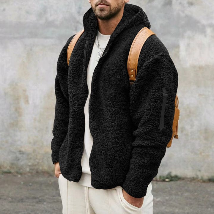 Herren Fleecejacke Mit Kapuze Fullzip Teddy Look - BerlinGlamour