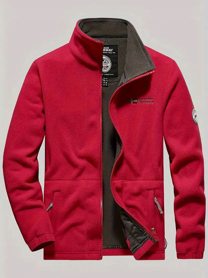 Fleecejacke | Outdoor | Winddicht | Fleece mit durchgehendem Reißverschluss | Winterjacken für Herren-Rot-XS-Chaps Herrenmode