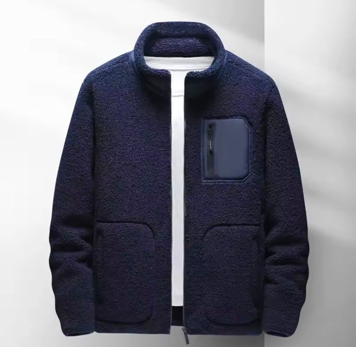 Fleecejacke – Warme Teddy-Fleecejacke mit Reißverschluss und Taschen für Männer-Chaps Herrenmode