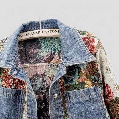 Florale Patchwork Jeansjacke Vintage Boho Streetwear 1