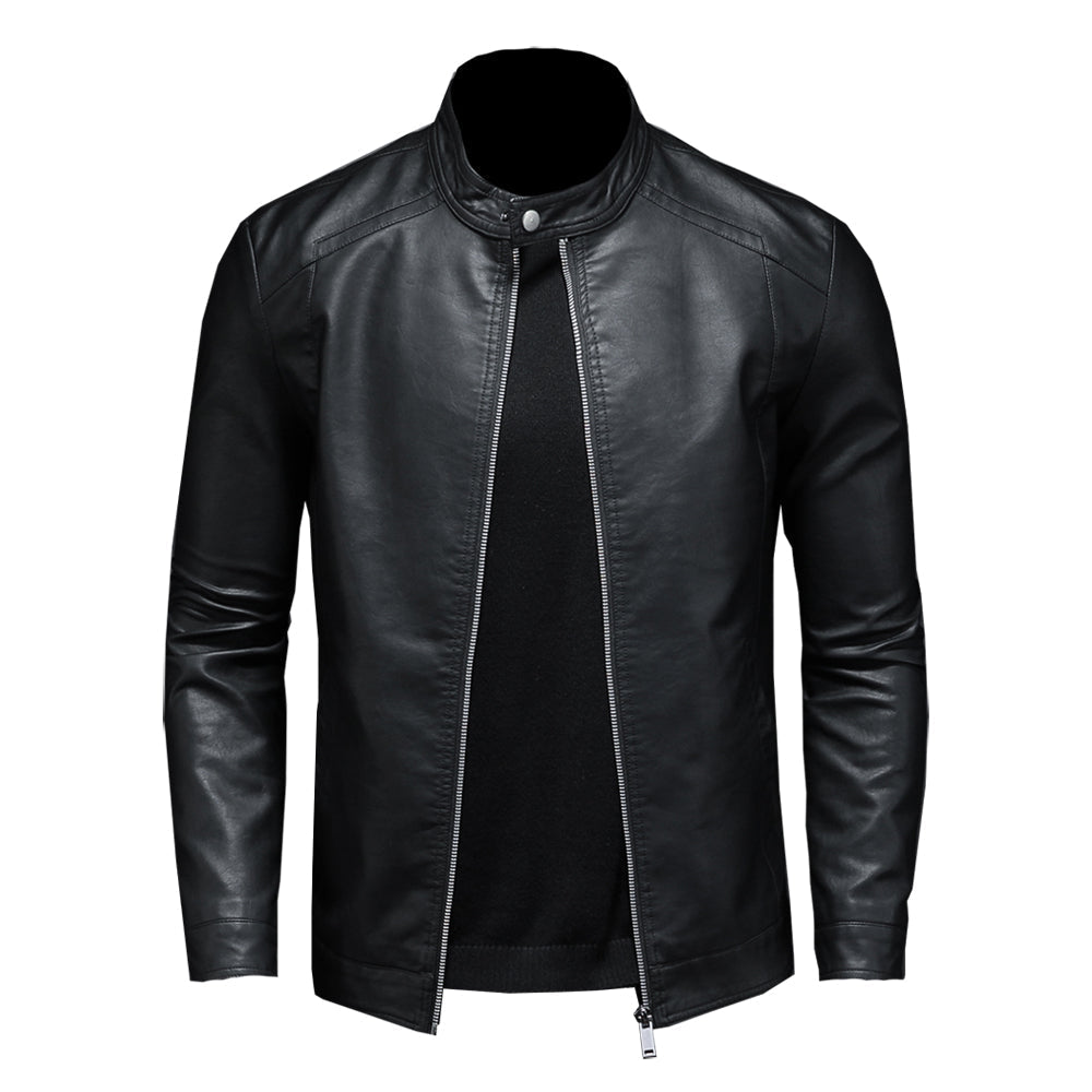 Leder Motorradjacke Schwarz Elegant