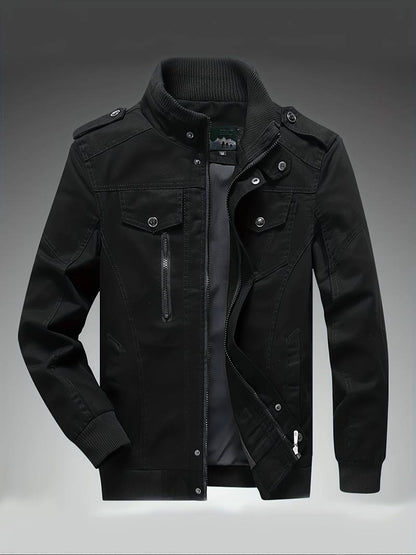 Herren Winterjacke Schwarz Reißverschluss Steppjacke - BerlinGlamour