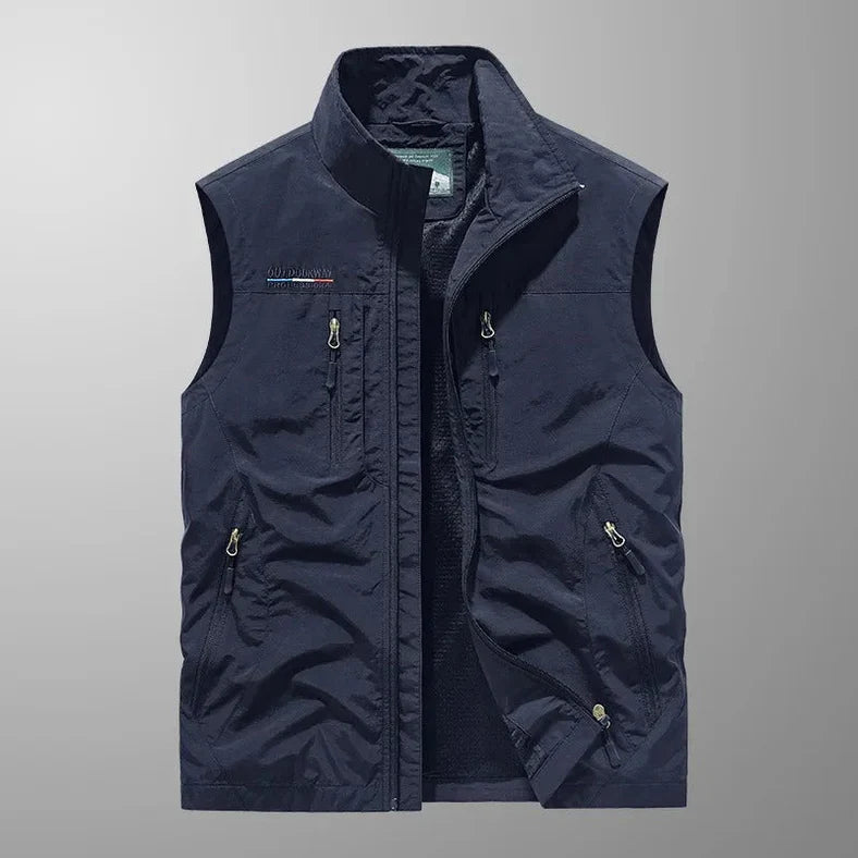 Frachtweste – mit Reißverschluss – ärmellos – Bodywarmer – Herrenweste-Marineblau-M-Chaps Herrenmode