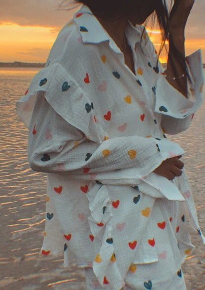 Herz-Print Zweiteiler Sommeroutfit Damen