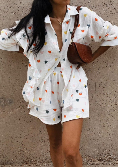 Herz-Print Zweiteiler Sommeroutfit Damen