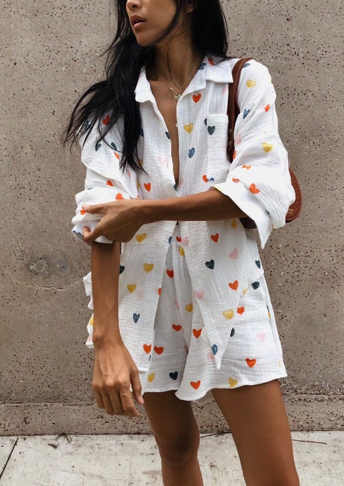 Herz-Print Zweiteiler Sommeroutfit Damen