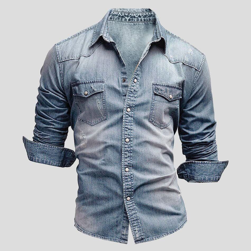Herren Hemd Denim Vintage Style Blau - BerlinGlamour
