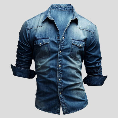 Herren Hemd Denim Vintage Style Blau
