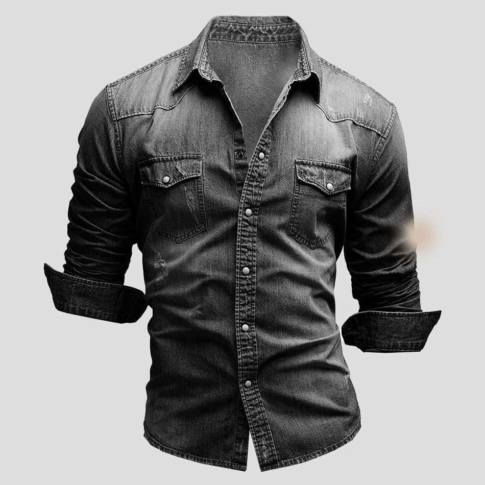 Herren Hemd Denim Vintage Style Blau