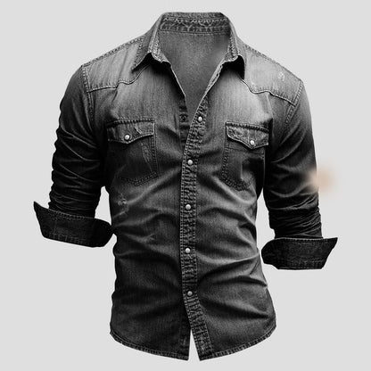 Herren Hemd Denim Vintage Style Blau