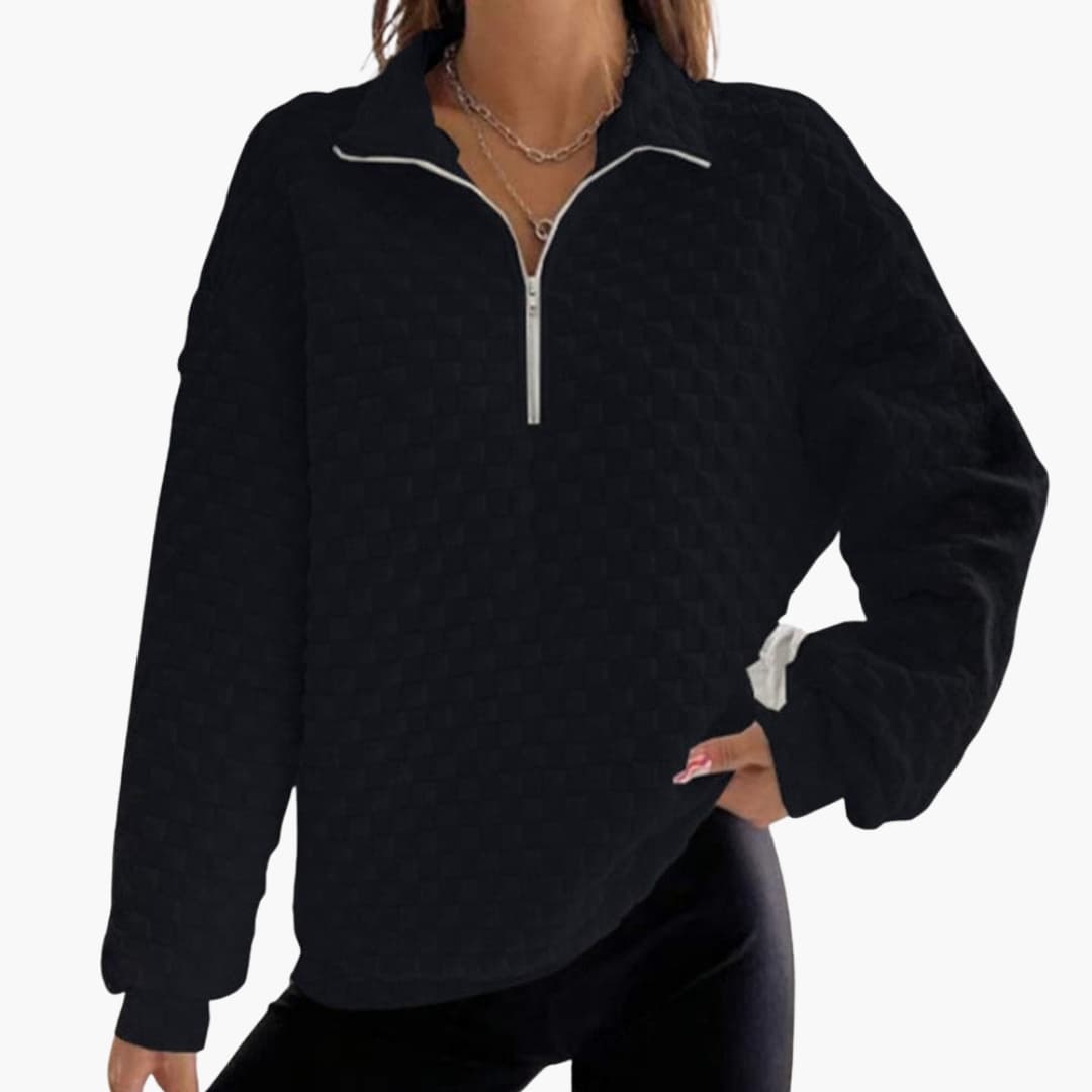 Frauen Zip-Up Sweatshirt mit Stepp Textur 0