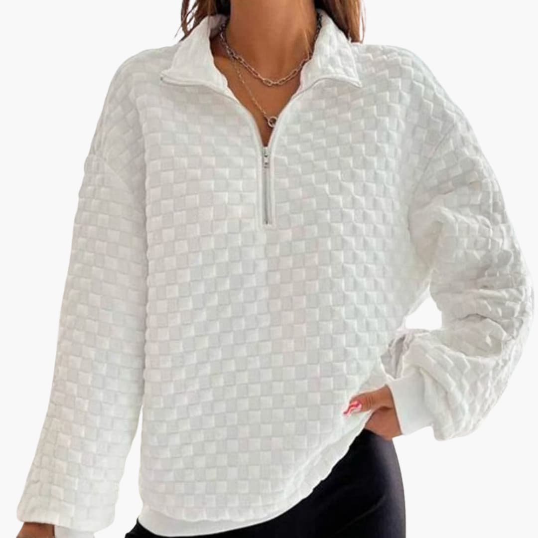 Frauen Zip-Up Sweatshirt mit Stepp Textur 1