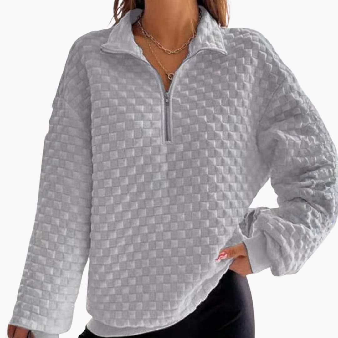 Frauen Zip-Up Sweatshirt mit Stepp Textur 2