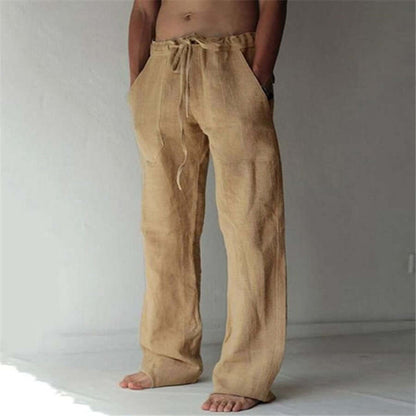 Freizeithosen | Kordelzug | Lockere Passform | Leinenhosen | Herrenhosen-Khaki-S-Chaps Herrenmode