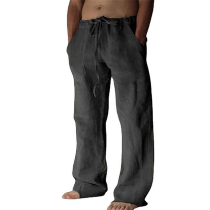 Freizeithosen | Kordelzug | Lockere Passform | Leinenhosen | Herrenhosen-Schwarz-S-Chaps Herrenmode