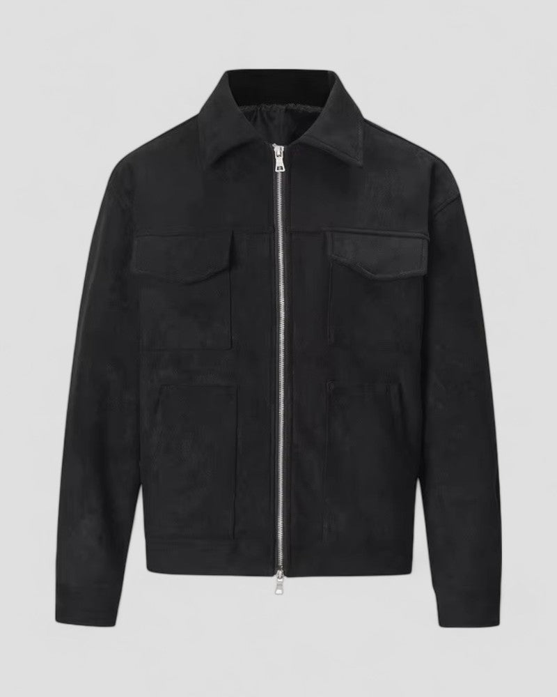 Freizeitjacke aus Wildleder für Herren mit Reißverschluss und Taschendetail 0