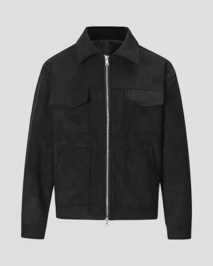 Freizeitjacke aus Wildleder für Herren mit Reißverschluss und Taschendetail 0