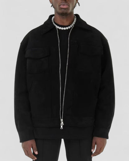 Freizeitjacke aus Wildleder für Herren mit Reißverschluss und Taschendetail 1