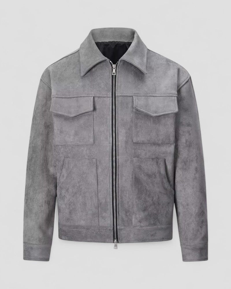 Freizeitjacke aus Wildleder für Herren mit Reißverschluss und Taschendetail 2