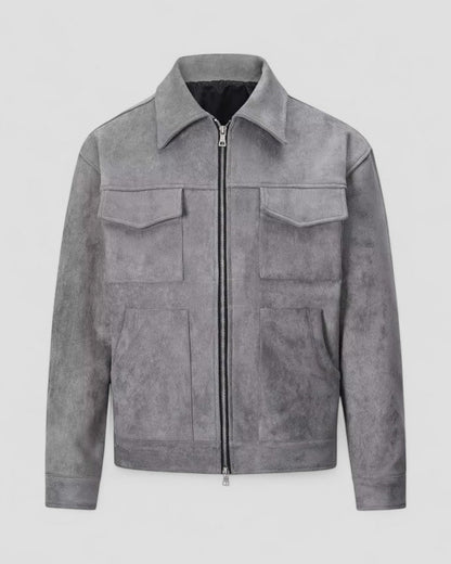 Freizeitjacke aus Wildleder für Herren mit Reißverschluss und Taschendetail 2