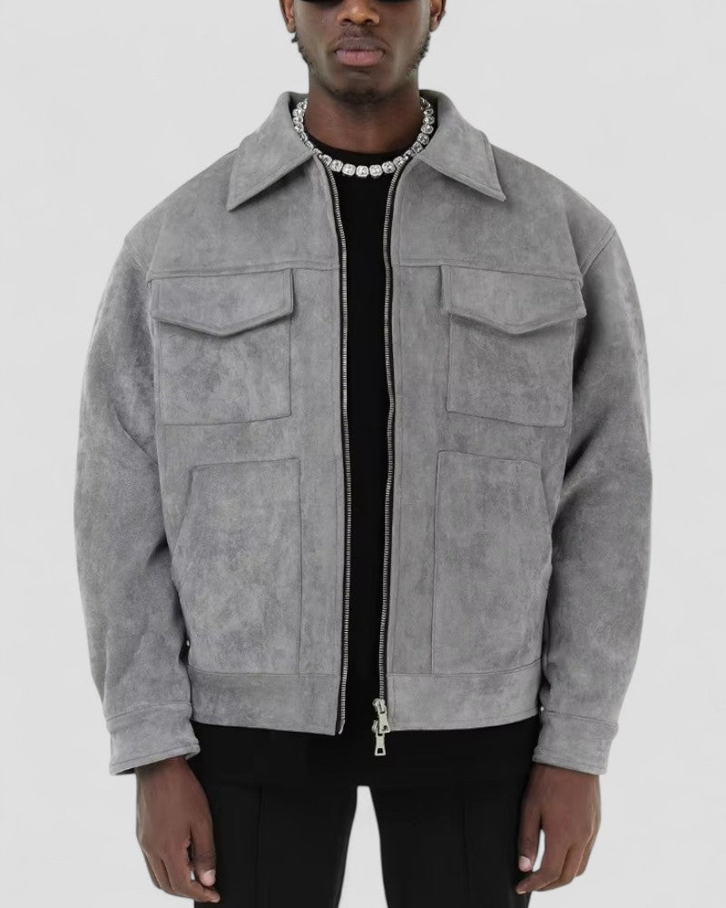Freizeitjacke aus Wildleder für Herren mit Reißverschluss und Taschendetail 3
