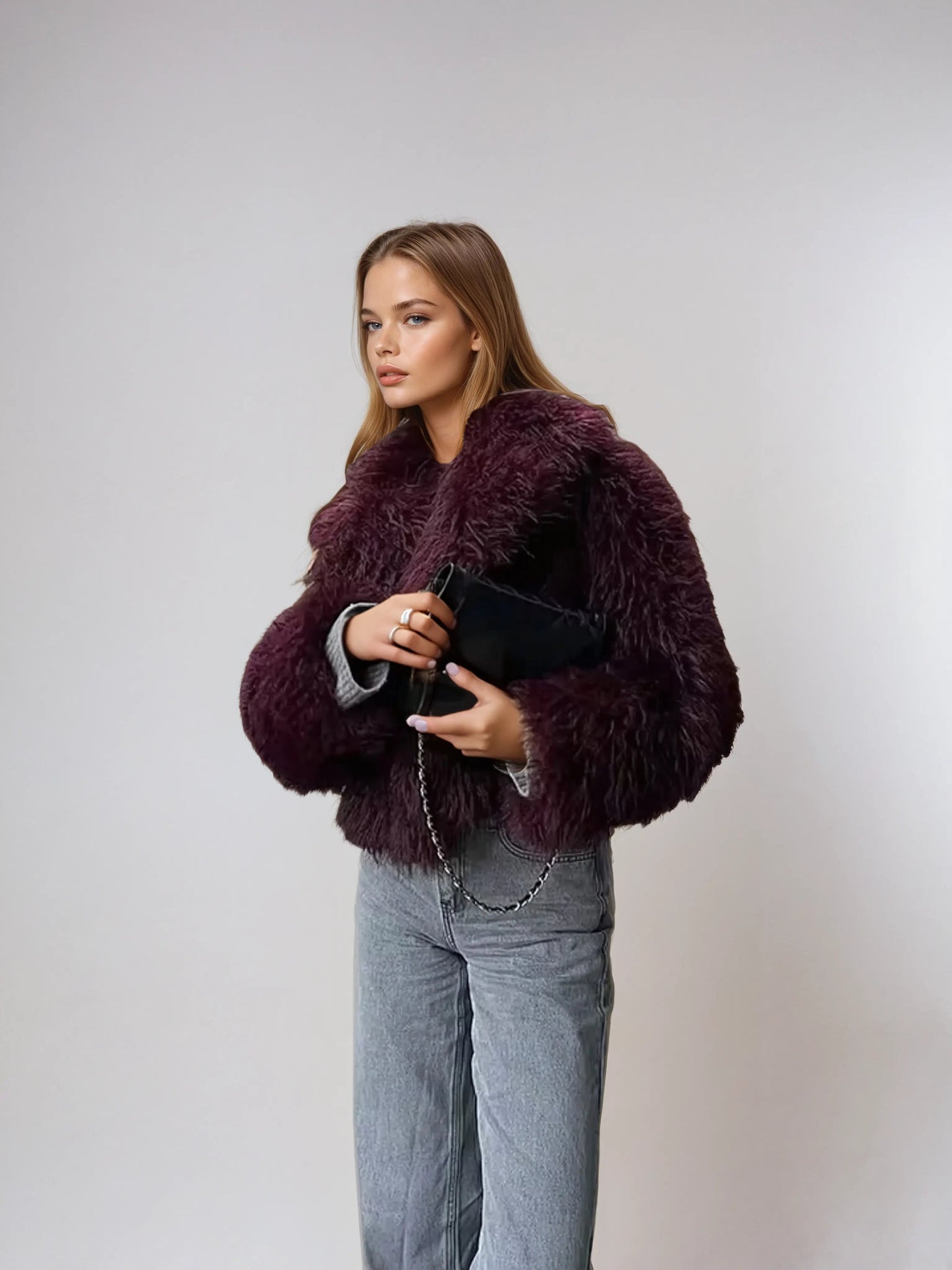 Kunstfell-Jacke Damen Limitiert Echtfell-Optik - BerlinGlamour