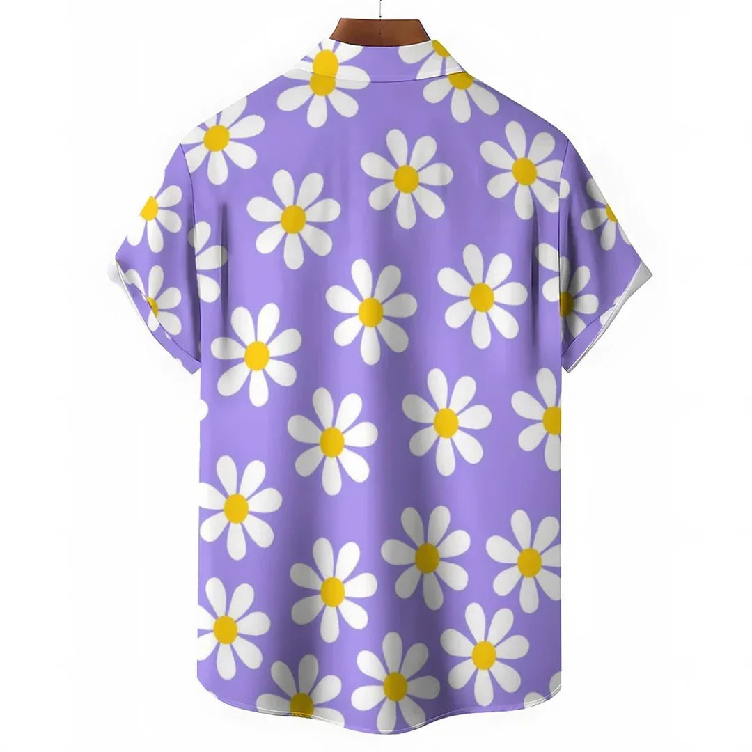 Herren Freizeithemd Blumenmuster Sommer