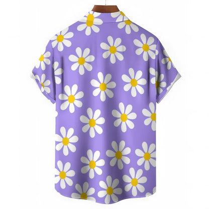 Herren Freizeithemd Blumenmuster Sommer