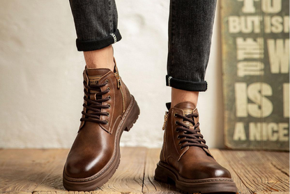 Herren Schnürstiefel Robust Reißverschluss Wasserfest