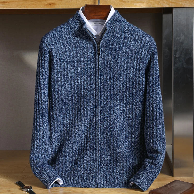 Herren Merino Strickjacke Reißverschluss Warm - BerlinGlamour