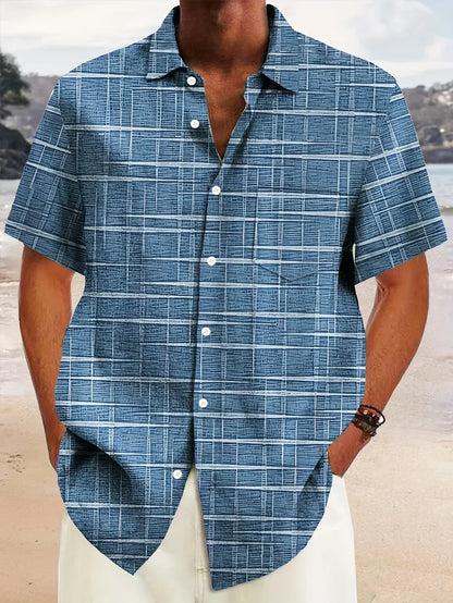 Herren Kurzarmhemd Kariert Büroshirt Modern