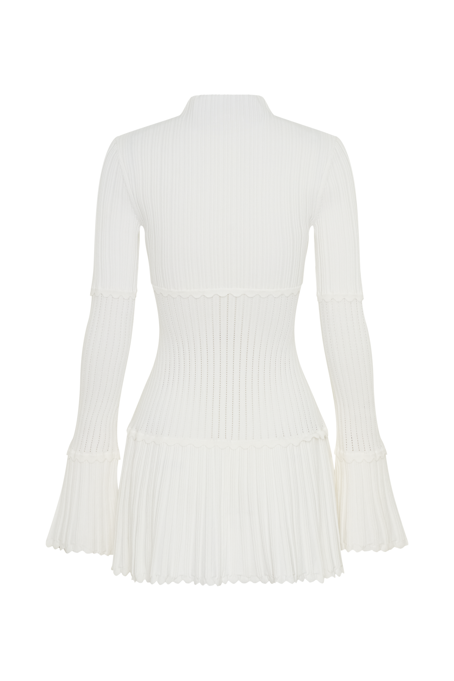 Elegantes Minikleid Stehkragen Ausgestellte Ärmel Damenkleid