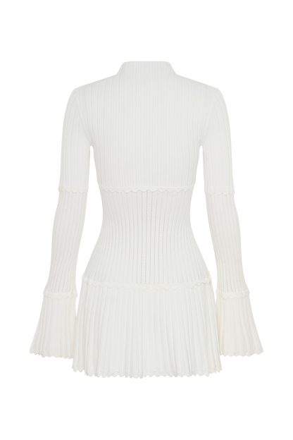 Elegantes Minikleid Stehkragen Ausgestellte Ärmel Damenkleid