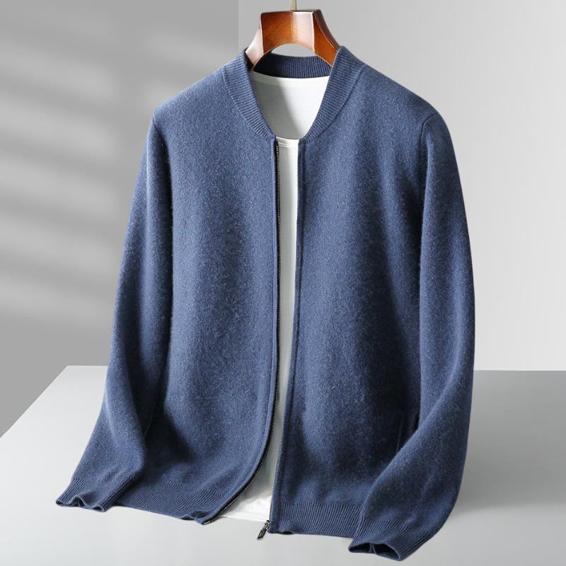 Herren Strickjacke Woll Warm Reißverschluss Hochwertig
