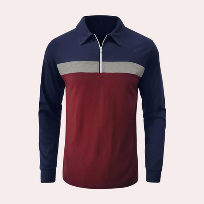Herren Poloshirt Langarm Baumwolle Bequem
