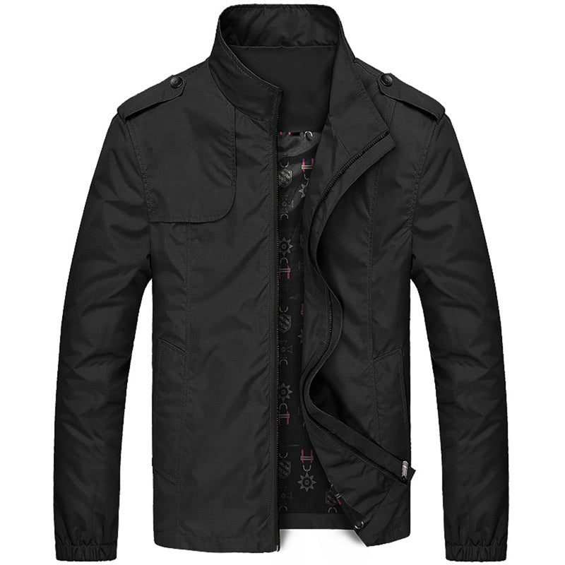 Männer Zip Up Jacke Stehkragen Schlicht Elegannt