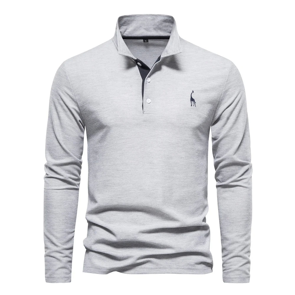 Herren Polo Pullover Langarm Warm