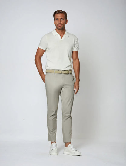Herren Poloshirt Offener V-Ausschnitt Elegant Slim Fit