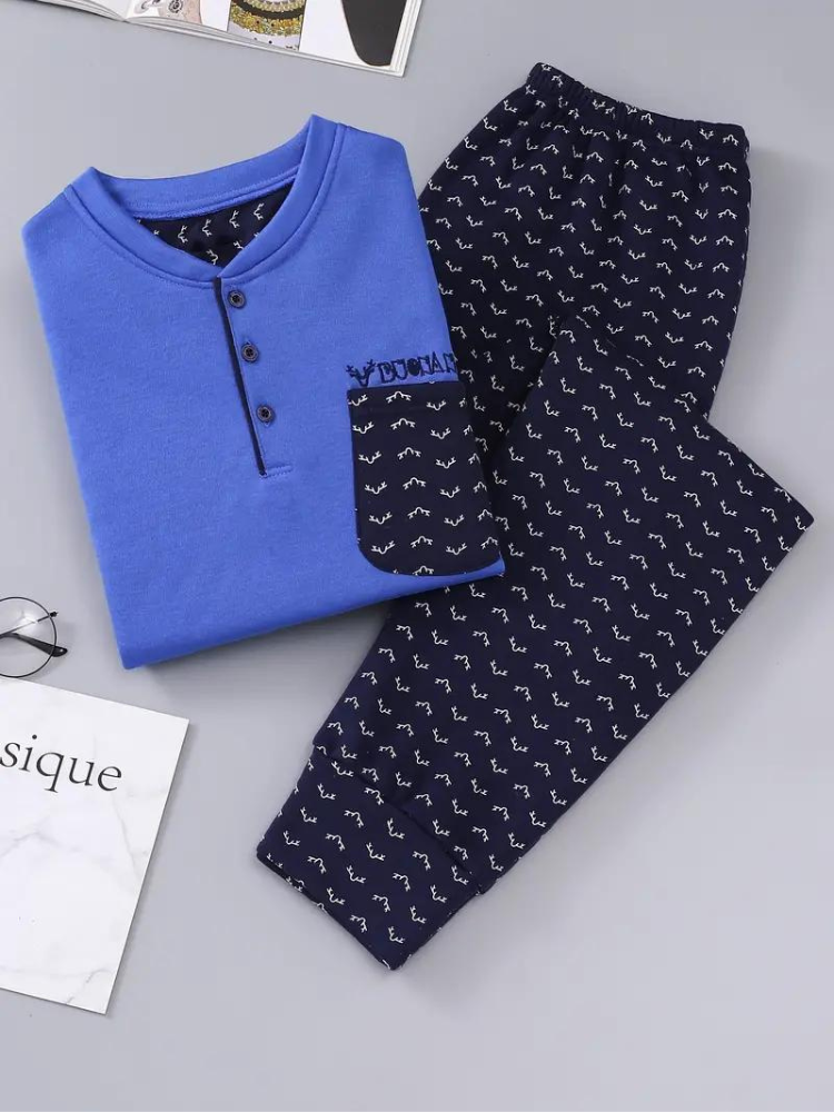 Herren Schlafanzug Langarm Bequem Casual Set - BerlinGlamour