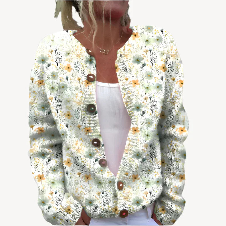 Geblümter Strickcardigan für Damen 0