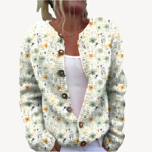 Geblümter Strickcardigan für Damen 0