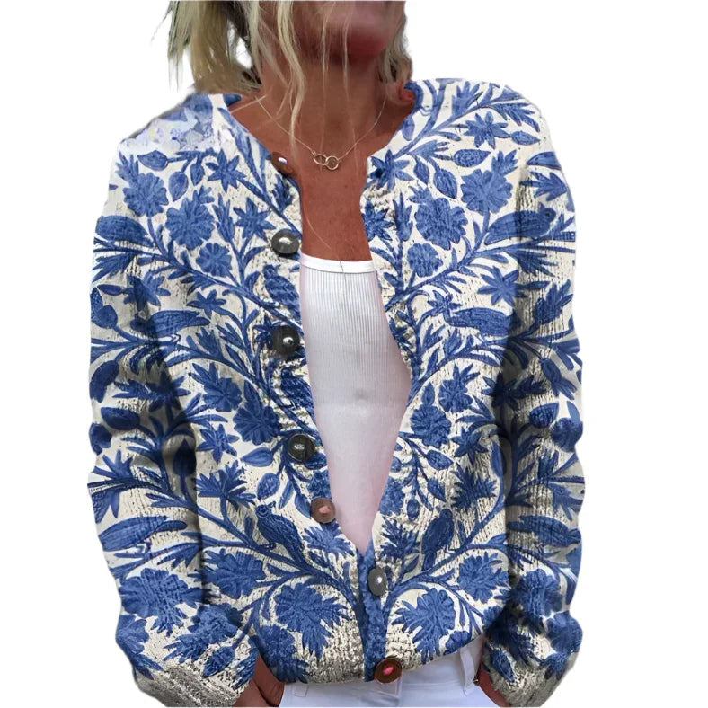 Geblümter Strickcardigan für Damen 1