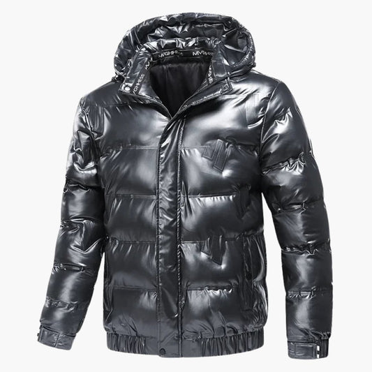 Gefütterte Herrenjacke mit Kapuze und Reißverschluss 0
