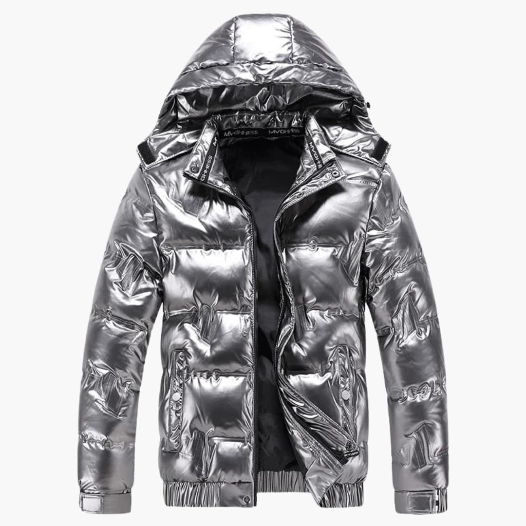 Gefütterte Herrenjacke mit Kapuze und Reißverschluss 1