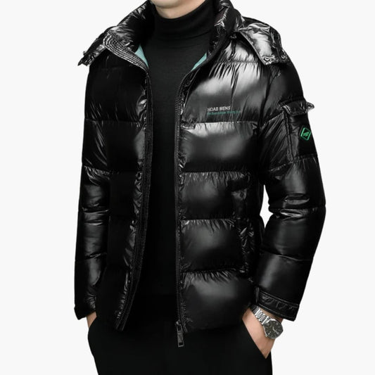 Gefütterte Herrenjacke mit Reißverschluss und Stehkragen 0