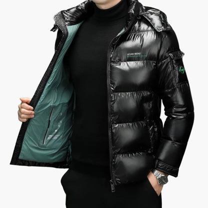 Gefütterte Herrenjacke mit Reißverschluss und Stehkragen 1
