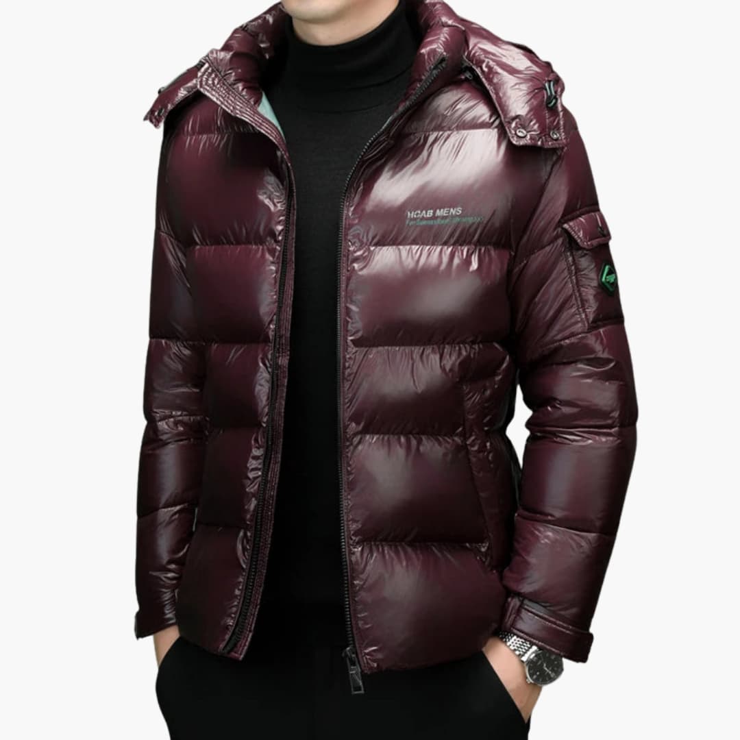 Gefütterte Herrenjacke mit Reißverschluss und Stehkragen 2