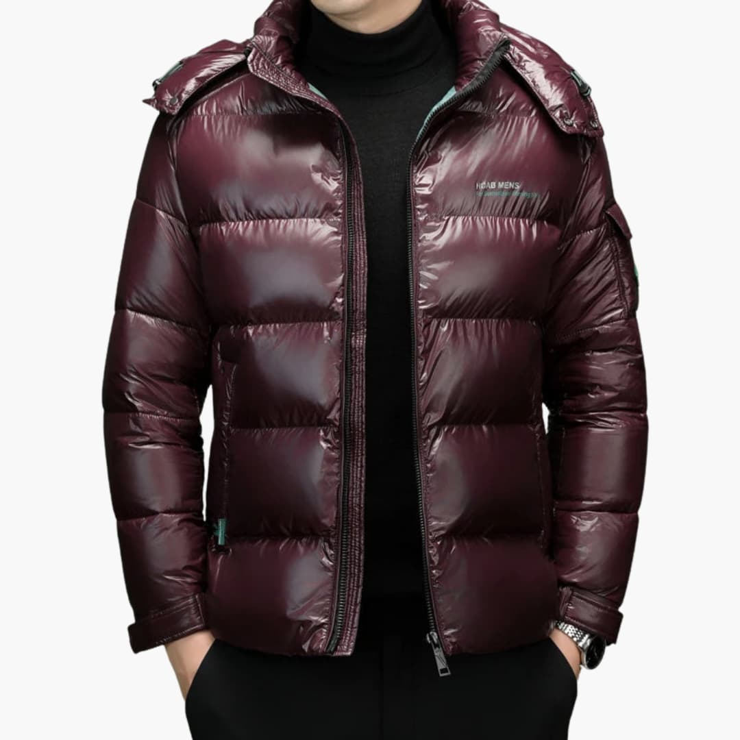 Gefütterte Herrenjacke mit Reißverschluss und Stehkragen 3